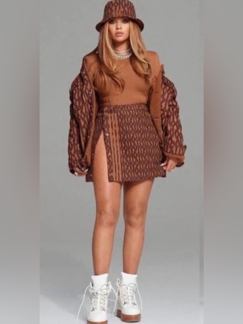 NWT Adidas x Ivy Park Beyoncé Monogram Wrap Skirt Wild Brown Size Large Rare